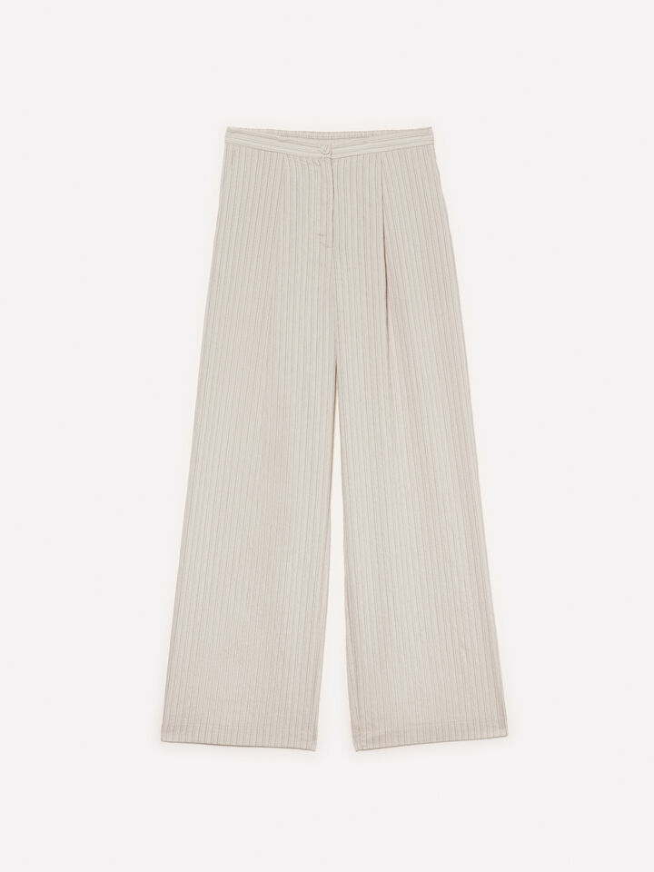 Pantaloni bianco panna rigati - pantaloni palazzo da donna - Bianco Panna | Sisley image number 5